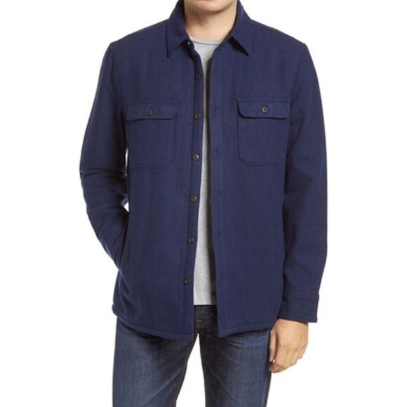 NWT 1901 Shirt Jacket Front Button Long Sleeve Collared Neck Navy Blue Size XXXL - Picture 1 of 6